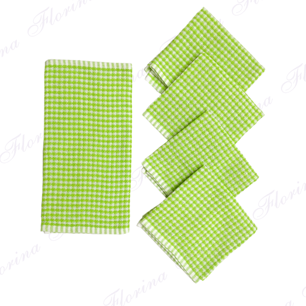 Hibiscus "Florina" Pack of 5pcs Fingertip Kitchen Towel | Cotton Rich Hand Towel Pack | Quick Absorbent | Cleaning Napkin | Multi Purpose Cleaning Cloth | Size: 31 x 48 Cm (12.2 x 18.8 in)  | Mini-Honey Comb Weave - Image 5