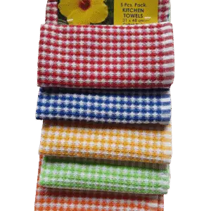 Hibiscus "Florina" Pack of 5pcs Fingertip Kitchen Towel | Cotton Rich Hand Towel Pack | Quick Absorbent | Cleaning Napkin | Multi Purpose Cleaning Cloth | Size: 31 x 48 Cm (12.2 x 18.8 in)  | Mini-Honey Comb Weave