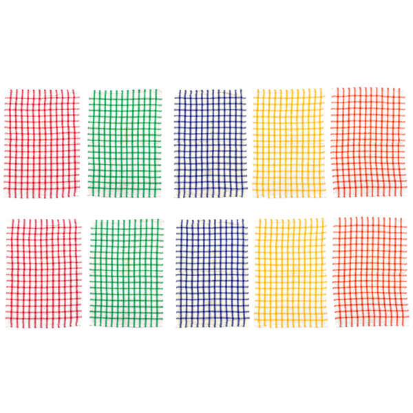 Gulmohar "Florina"  Pack of 10pcs Dish Cloth | Cotton Rich Hand Towel Pack | Quick Absorbent | Cleaning Napkin | Multi Purpose Cleaning Cloth |Size: 31 x 46 Cm (12.2 x 18.1 in) | Plain Weave with Checks |Multi Colour - Image 3