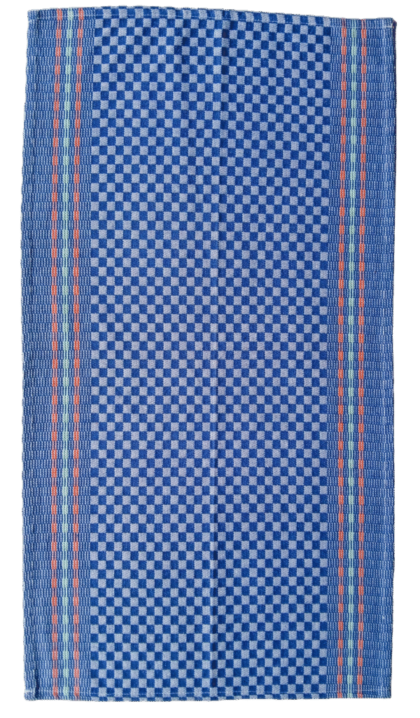 Lilly "Florina" Pack of 1pc Blue Drying Mat | Cotton Rich | Thick Absorbent  | Drying/wiping Cloth | Multi Purpose wipeing Cloth | Size: 50 x 90 Cm (19.7 x 35.4 in) |Multi Checks Bordered Duck Weave