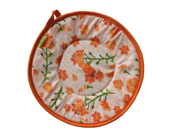 Premium Sunflower  "Florina" 2 Pc Roti Mat | Roti Fresh Mat |  Roti Cover | Handle and color matching piping | Size: 22Cm Dia (8.66 in) | Round Cassrole roti cover - Image 9