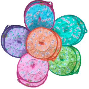 Premium Sunflower  "Florina" 2 Pc Roti Mat | Roti Fresh Mat |  Roti Cover | Handle and color matching piping | Size: 22Cm Dia (8.66 in) | Round Cassrole roti cover