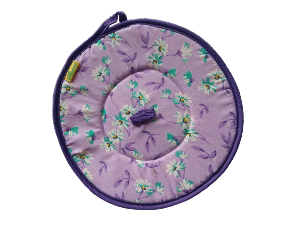 Premium Sunflower  "Florina" 2 Pc Roti Mat | Roti Fresh Mat |  Roti Cover | Handle and color matching piping | Size: 22Cm Dia (8.66 in) | Round Cassrole roti cover - Image 7