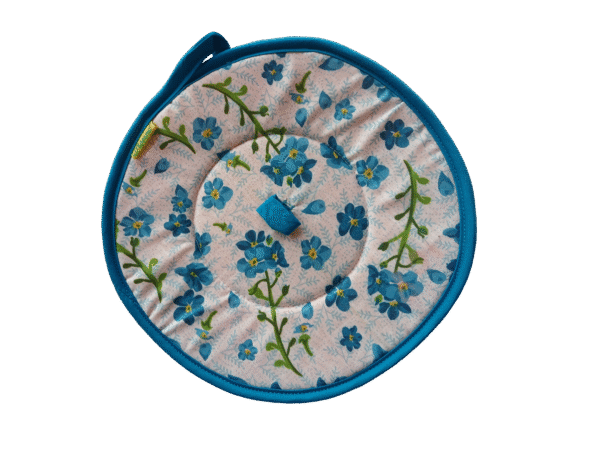 Premium Sunflower  "Florina" 2 Pc Roti Mat | Roti Fresh Mat |  Roti Cover | Handle and color matching piping | Size: 22Cm Dia (8.66 in) | Round Cassrole roti cover - Image 4